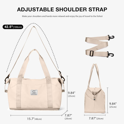Travel Duffel Bag, Sports Tote Gym Bag, Shoulder Weekender Overnight Bag for Women