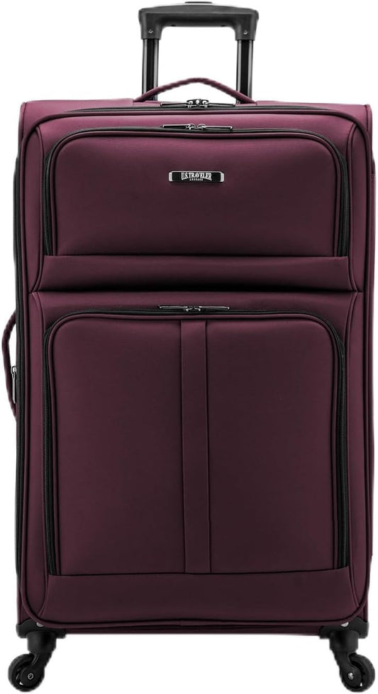 U.S. Traveler Anzio Softside Expandable Spinner Luggage, Burgundy, Checked-Large 30-Inch