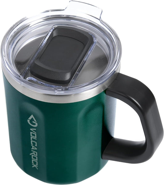 16 Oz Coffee Mug with Handle and Lid, BPA Free Coffee Cup, Keep Cold 6 Hours and Keep Warm 5 Hours, Great Tea Mug for Home Offie and Outdoor Use (Deep Green)