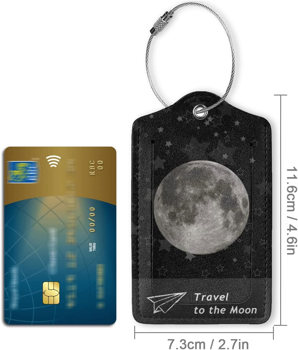 2 Pack Luggage Tag for Suitcase, Cute Unique Leather Suitcase Tags Identifiers with Privacy Name Address Labels & Durable Steel Loop for Women Men Travel