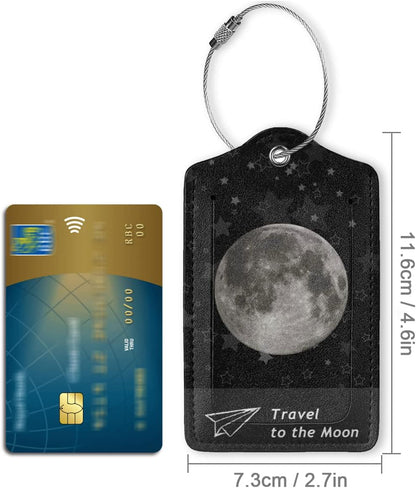 2 Pack Luggage Tag for Suitcase, Cute Unique Leather Suitcase Tags Identifiers with Privacy Name Address Labels & Durable Steel Loop for Women Men Travel