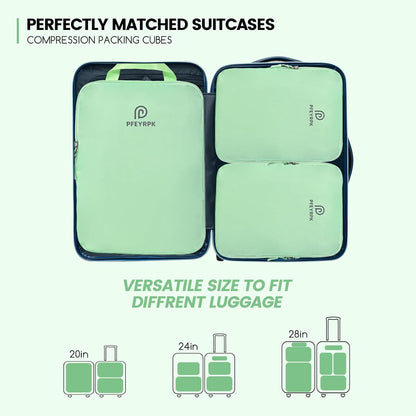 Lightweight Compression Packing Cubes for Suitcases, Compressible Expandable Travel Packing Organizer with Clear Toiletries and Backpack Bag, Travel Essentials for Carry on Luggage 7 Set