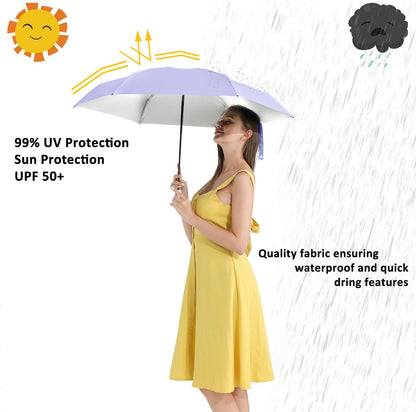 BAODINI Travel Mini Umbrella for Purse With Case Small Compact UV Sun Protection Sun Lightweight Tiny Pocket Umbrella for Women Girls and Men