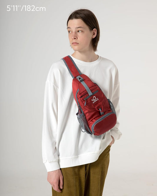 WATERFLY Packable Small Crossbody Sling Backpack Shoulder Chest Bag Daypack for Hiking Traveling