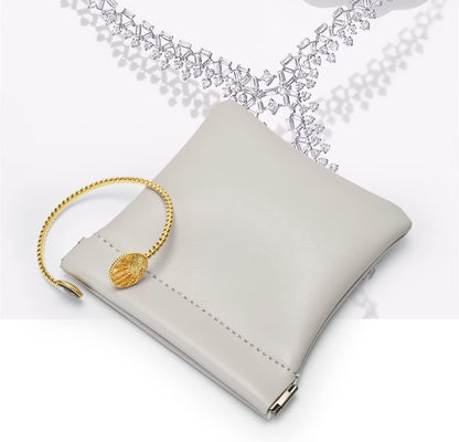 PU Leather Jewelry Travel Bag Leather Jewelry Pouch Christmas,Wedding Party Favor Gift Bag (L, Grey)