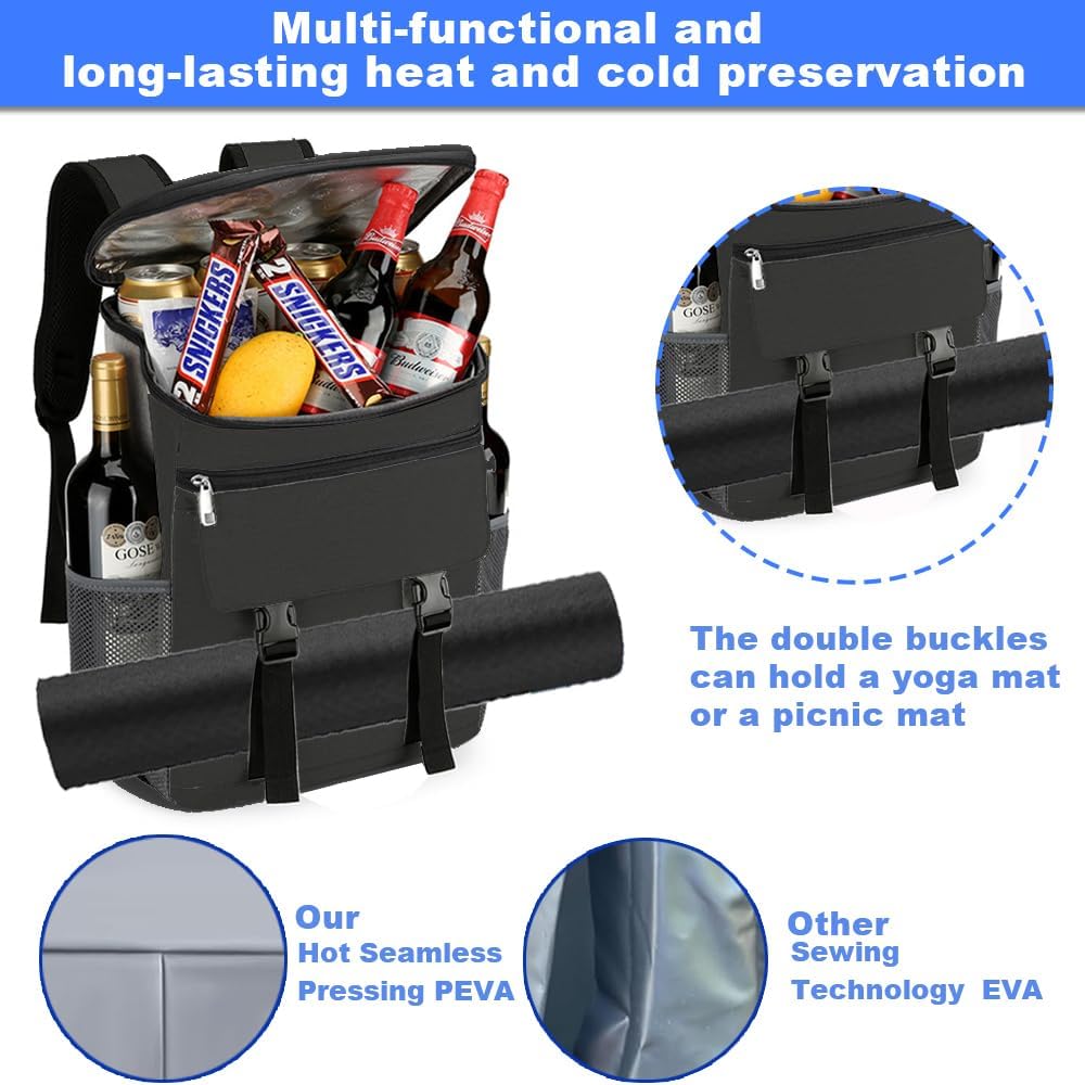 Cooler Backpack, 30 Cans Backpack Coolers Insulated Leak Proof for Men Women, Ice Chest Beach Cooler Bag, Portable Lunch Backpack for Camping Hiking Picnic Travel