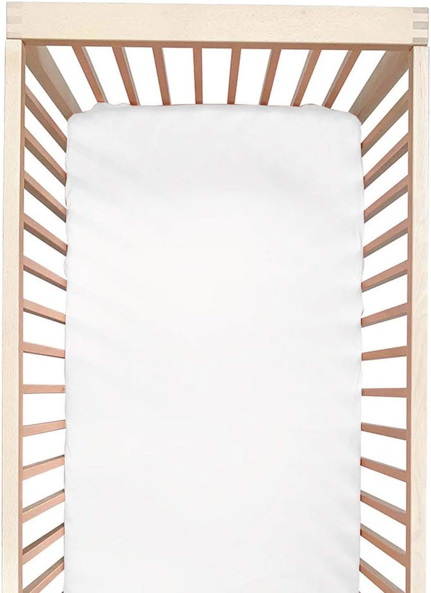 100% Mulberry Silk Crib Sheet for Baby Hair, Standard Crib Mattress Sheet for Boys & Girls, Soft Smooth Breathable Baby Crib Fitted Sheets 28x52, Natural White