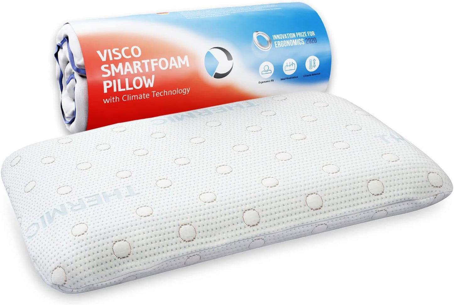 Stomach Sleeper Pillows MIZAR – Thin Pillow Designed in Germany – Ergonomic Pillow with thermoregulating Pillowcase – Memory Foam Pillow for Stomach Sleeper (EU Size)