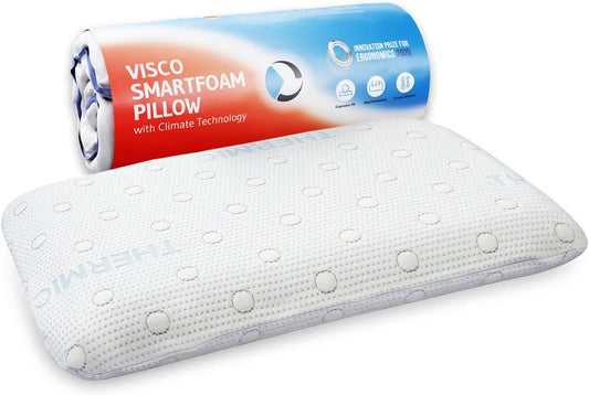 Stomach Sleeper Pillows MIZAR – Thin Pillow Designed in Germany – Ergonomic Pillow with thermoregulating Pillowcase – Memory Foam Pillow for Stomach Sleeper (EU Size)