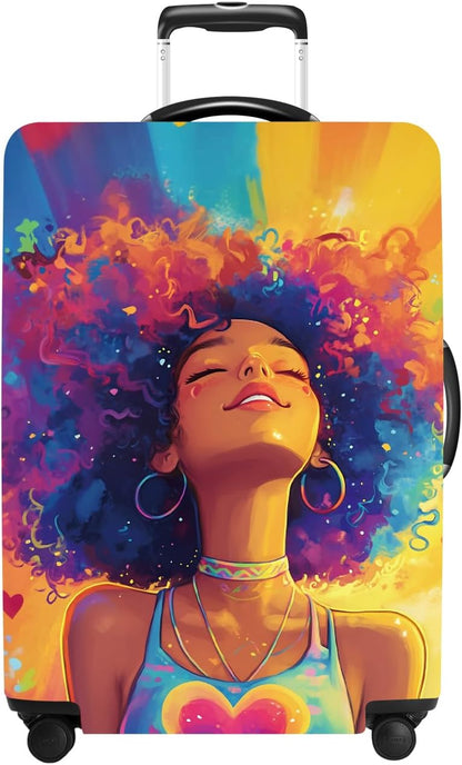 Luggage Cover Washable Suitcase Protector Anti-scratch Suitcase cover Fits 20-34 Inch Luggage (Girl-1, XL(32-34inch suitcase))