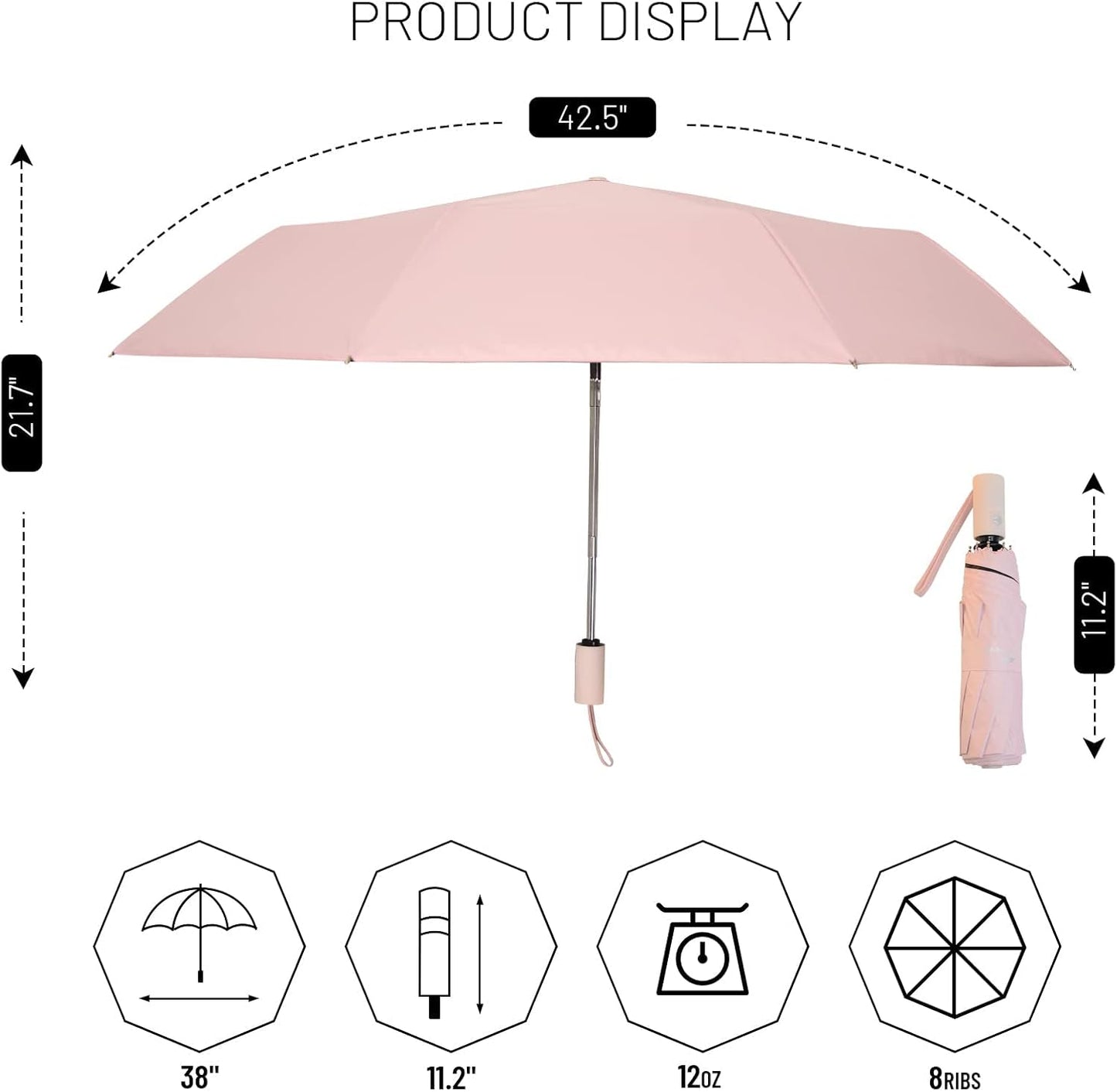 SY COMPACT Umbrella Automatic Travel Waterproof Light Folding Umbrellas Easy Carry for Women and Men