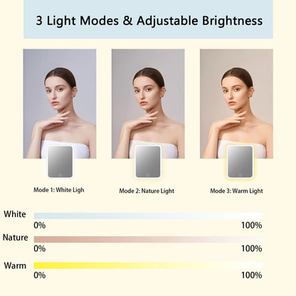 Makeup Bag with Led Mirror,Travel Makeup Organizer with 3 Color Setting, Portable Storage and Adjustable Dividers Travel Makeup Bag(White)