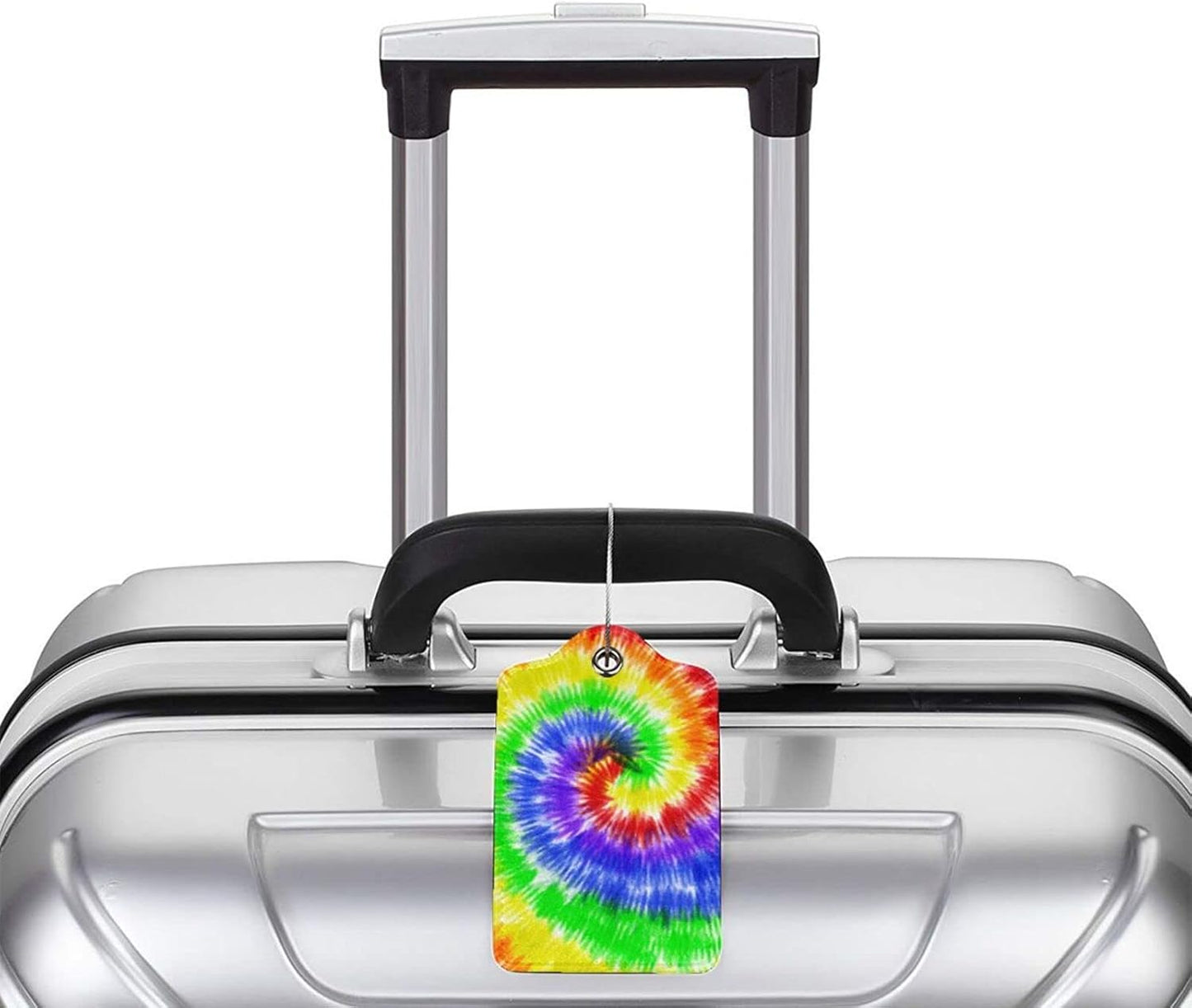 Artistic Tie Dye Luggage Tags Set of 2 Colorful Leather Luggage Tags ID Label for Travel Backpack Bag, Name Labels Suitcase Labels Identifiers Baggage Tags for Adults Kids Women Girls