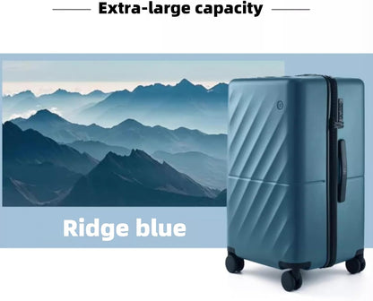 Trunk Luggage 22 Inch, Small Checked Luggage with Double Spinner Wheels, Anti-Burst Zipper, Hard Case PC Suitcase, Lightweight Travel Luggage, TSA Approved (Topaz Blue, Hudson)