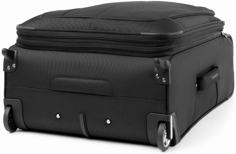 Travelpro Maxlite 5 Softside Expandable Upright 2 Wheel Checked Luggage, Lightweight Suitcase, Men and Women, Black, Checked Medium 26-Inch