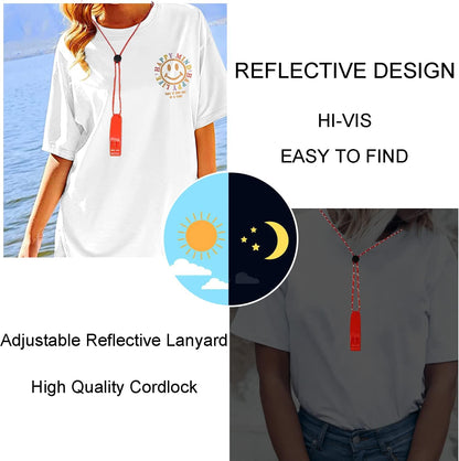 4 Pack Emergency Whistles with Adjustable Reflective Lanyard, Shrill Loud Safety Whistle for Outdoor Survival Hiking Camping Hunting Fishing Kayak Life Vest Jacket Boating Rescue Signaling (Yellow)