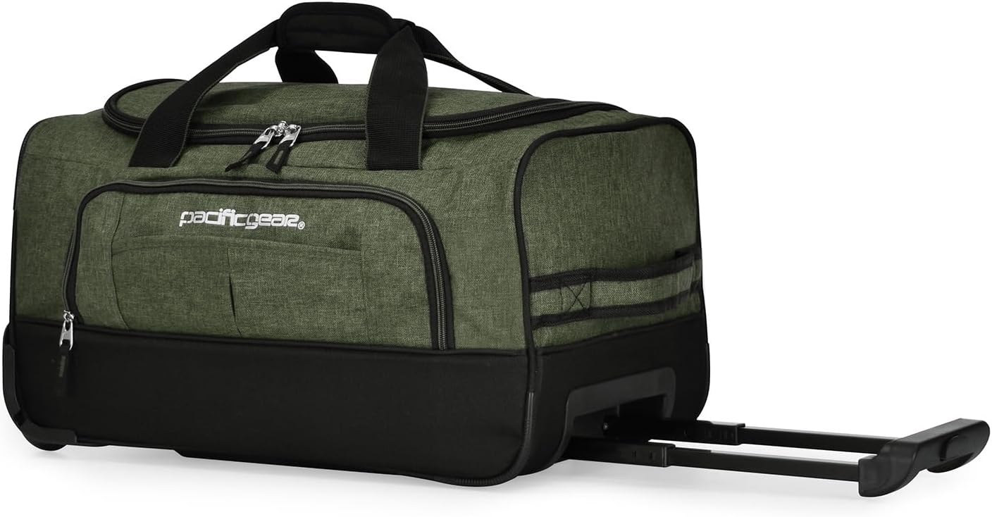 Pacific Gear Rolling Duffel Bag with Wheels, Luggage, Hockey, Sports, XL, Rollers, Heavy Duty 21"