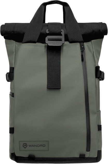WANDRD PRVKE 21L, V3 Backpack: Weather-Resistant Travel & Camera Backpack with Laptop Sleeve, Quick Side Access, Clamshell Opening – Ideal Photography & Travel Bag (Wastach Green)