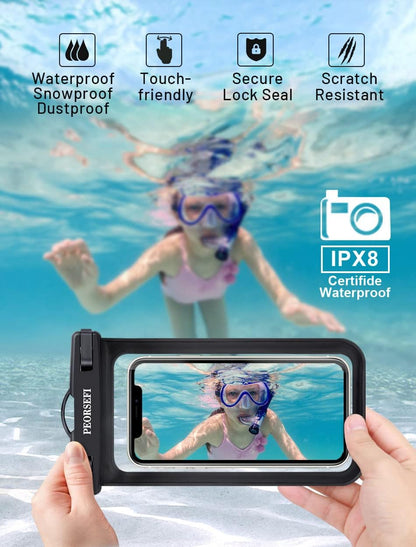 Universal Waterproof Phone Pouch-Waterproof Phone Case for iPhone 15 14 13 12 Pro Max XS Plus Galaxy S24+ S23 Up to 7",IPX8 Waterproof Cellphone Dry Bag Beach Vacation Cruise Ship Essentials-2 Pack