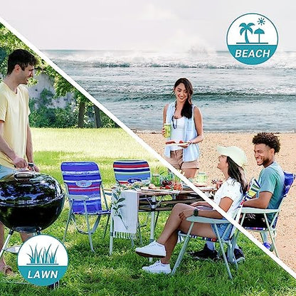 #WEJOY Folding Beach Chairs for Adults, High Back Lightweight for Camp Lawn
