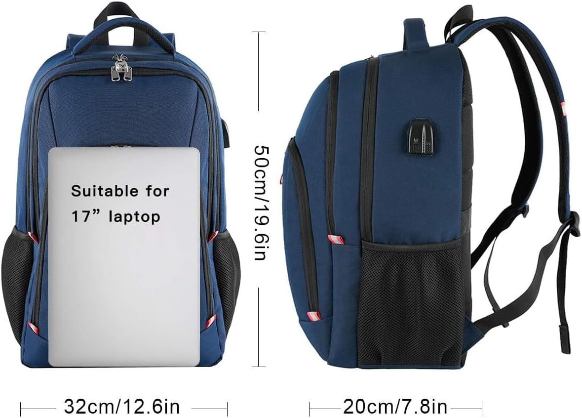 Travel Laptop Backpack, Large Anti-Theft Business Travel Backpack with USB Charging Port, Water Resistant College School Computer Bag for Men/Women for 17 Inch Laptop and Notebook