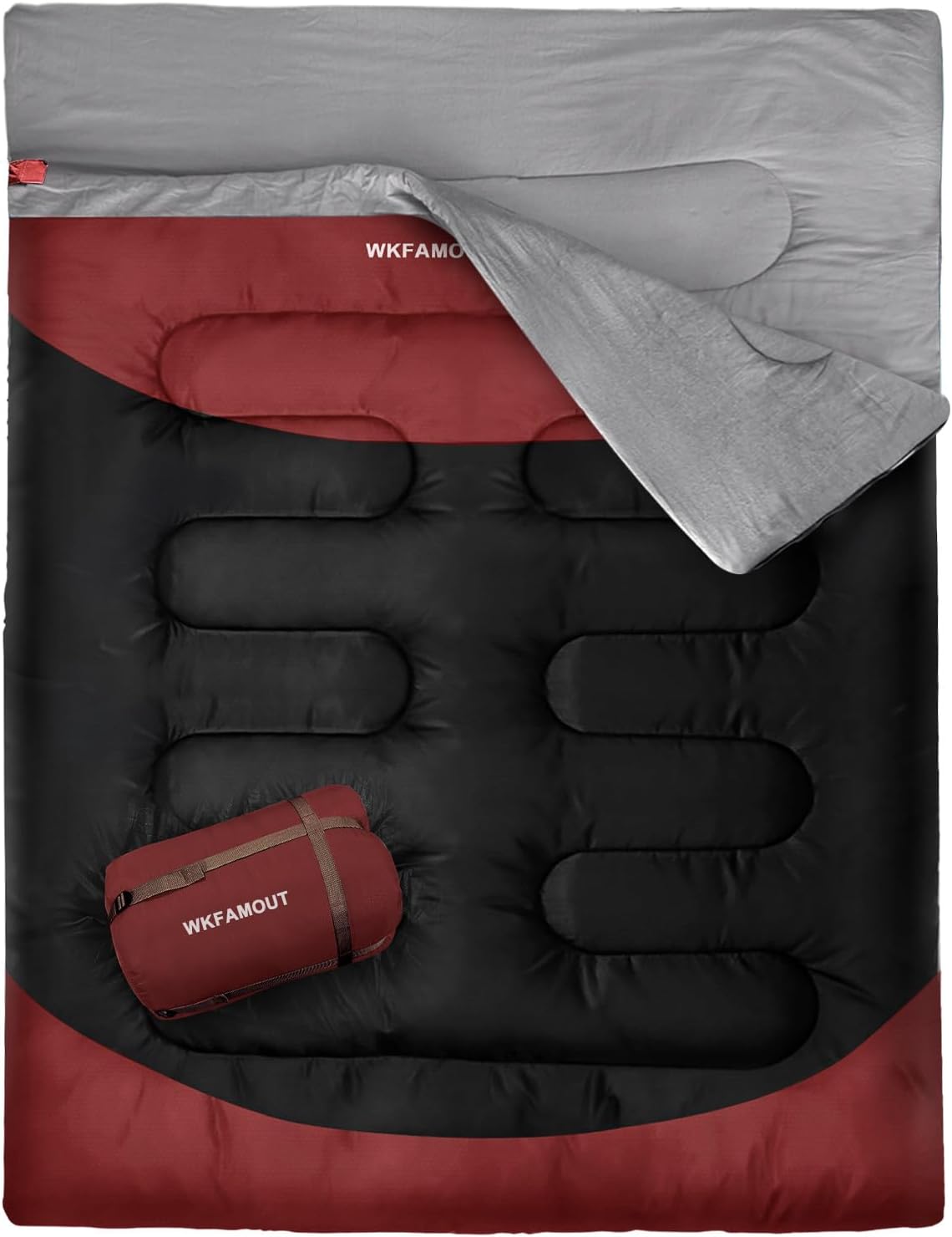 Double Sleeping Bag for Adults Machine Washable 2 Person Camping Sleeping Bag Queen Size Waterproof with Compression Sack for Cold Weather 3-4 Seasons