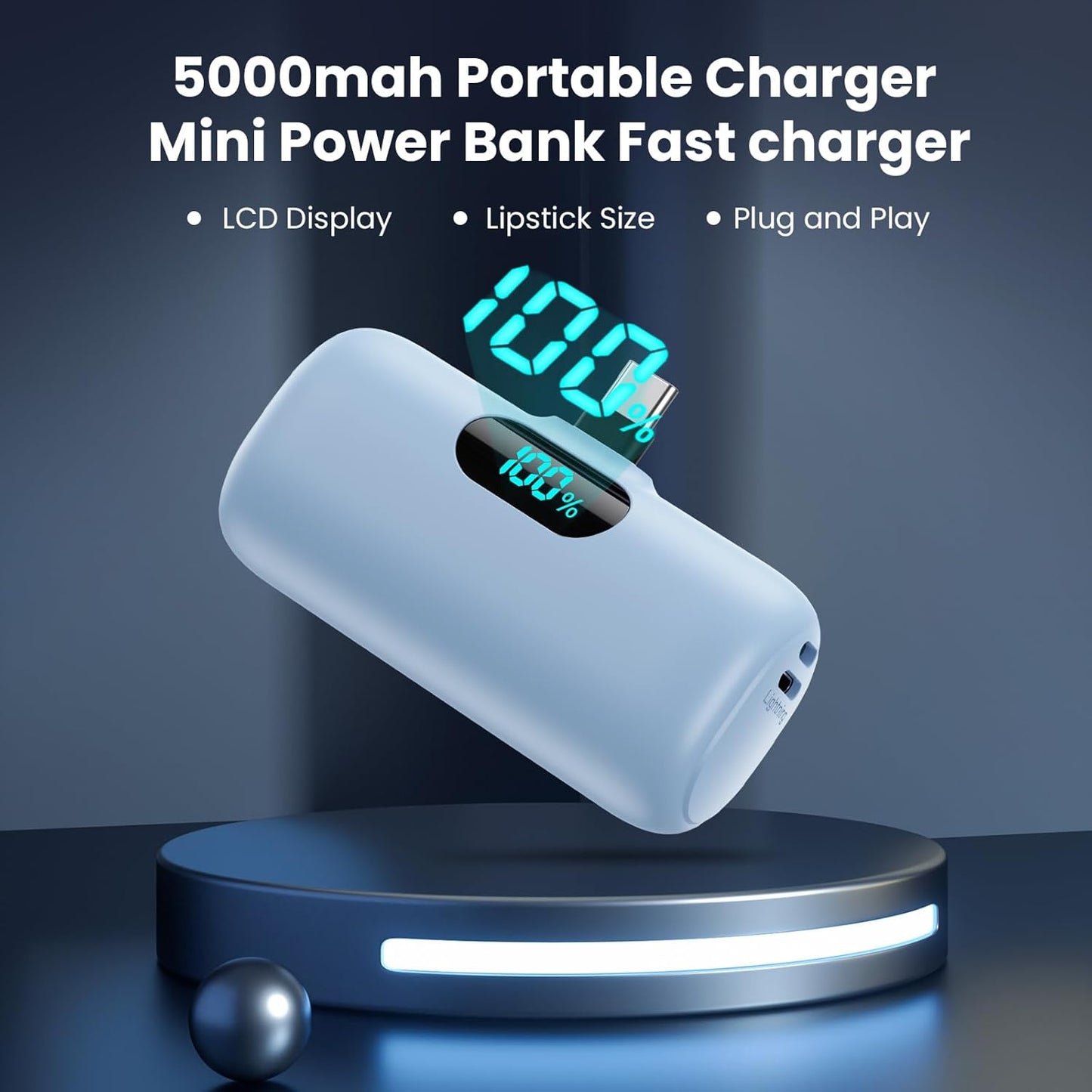 [2-Pack] Mini Portable Charger 5000mAh Power Bank,3A PD USB C Cell Phone Portable Power, LCD Display Battery Pack Compatible with iPhone 16/15/15 plus/15 pro/15 pro Max/Android/Samsung/Moto/LG etc
