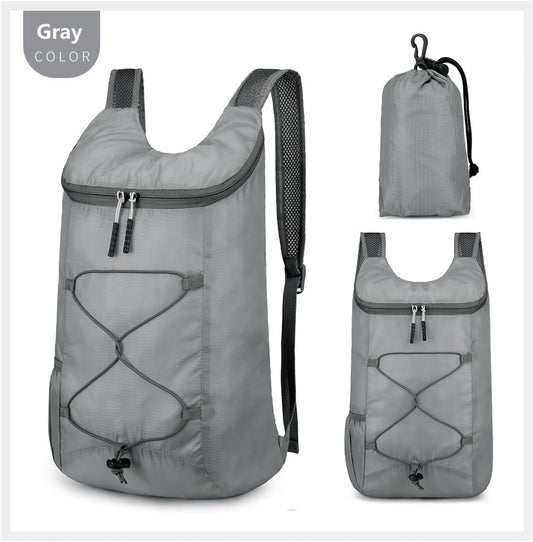 16L Hiking Daypack Lightweight Foldable Travel Backpack Water Repellent Camping Outdoor Packable Easy Carry-on Bag (Gray)