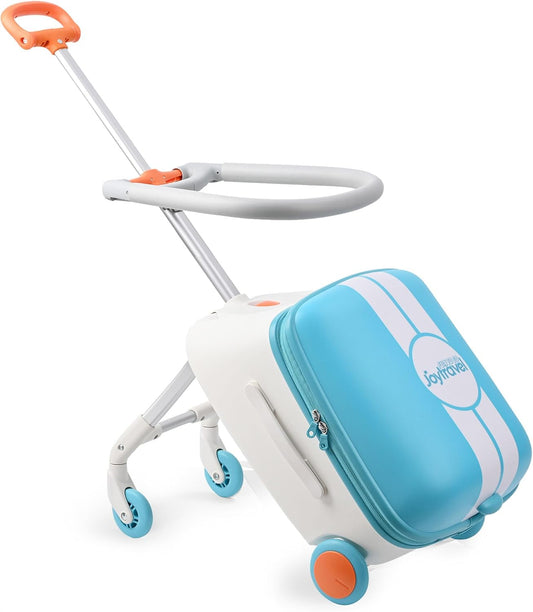 Kids Ride-on Luggage with Spinner Wheels Suitcase, Kid's Ride-On Suitcase Help Your Child Relax, Carry On Trolley Luggage (lightBlue)