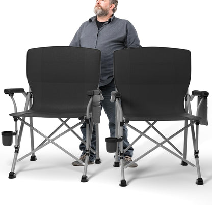 Oversized Camping Chair for Adults Heavy Duty,Heavy Duty Lawn Chair with Side Pockets，Outdoor Camping, Fishing, Beach,Hiking Foldable Camping Chair