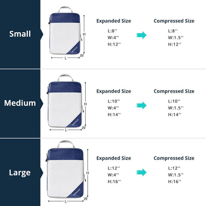 6 Set Compression Packing Cubes for Travel - Compressible, Lightweight, and Space-Saving Packing Cubes, Travel Essentials for Women, Navy