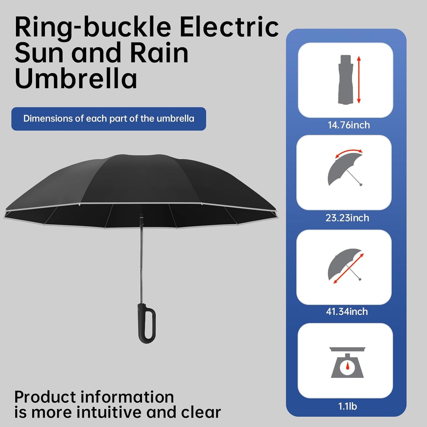 Portable Travel Umbrella, compact, durable, and windproof, reverse folding umbrella with safety reflective ring design, suitable for car and outdoor travel