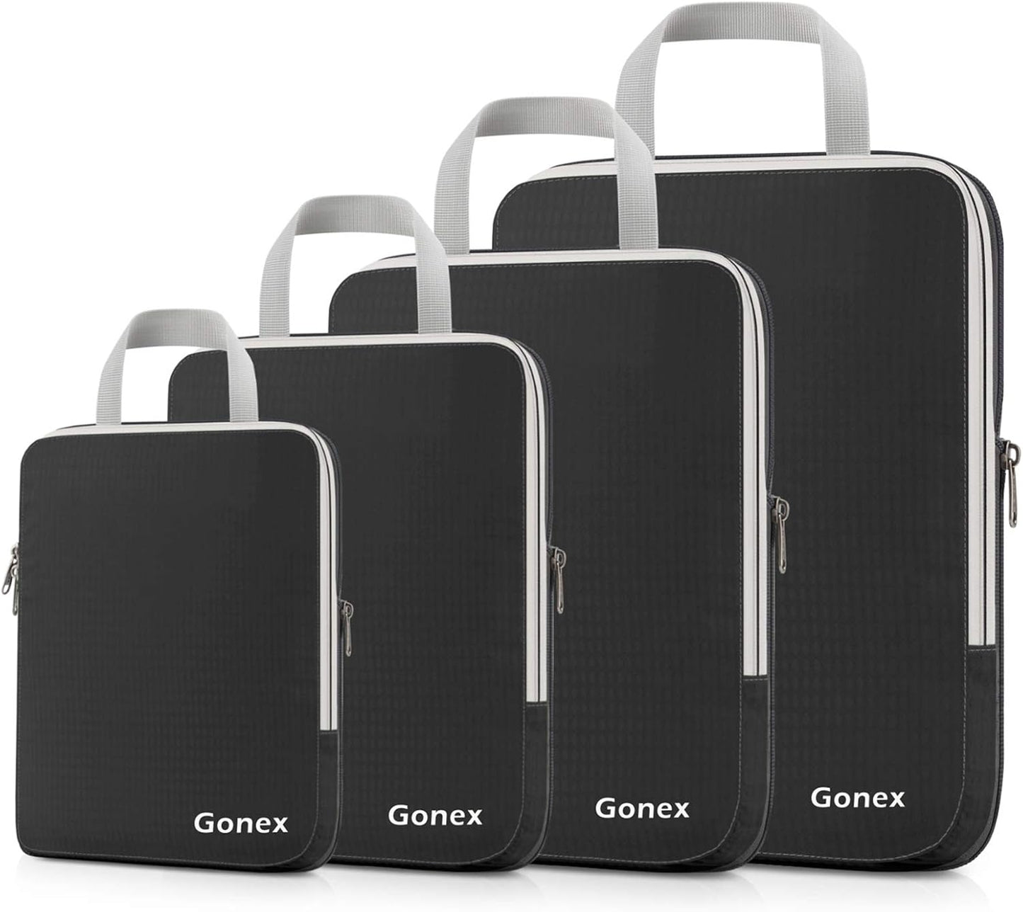 Gonex Compression Packing Cubes, 3pcs/4pcs Expandable Storage Travel Luggage Bags Organizers