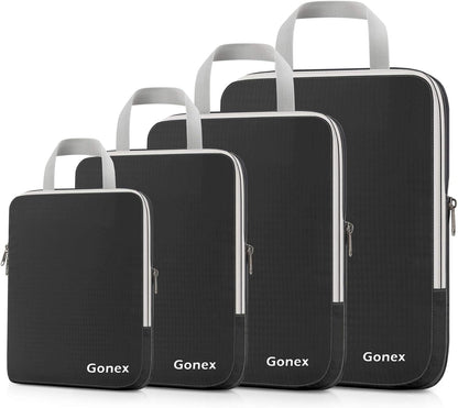 Gonex Compression Packing Cubes, 3pcs/4pcs Expandable Storage Travel Luggage Bags Organizers
