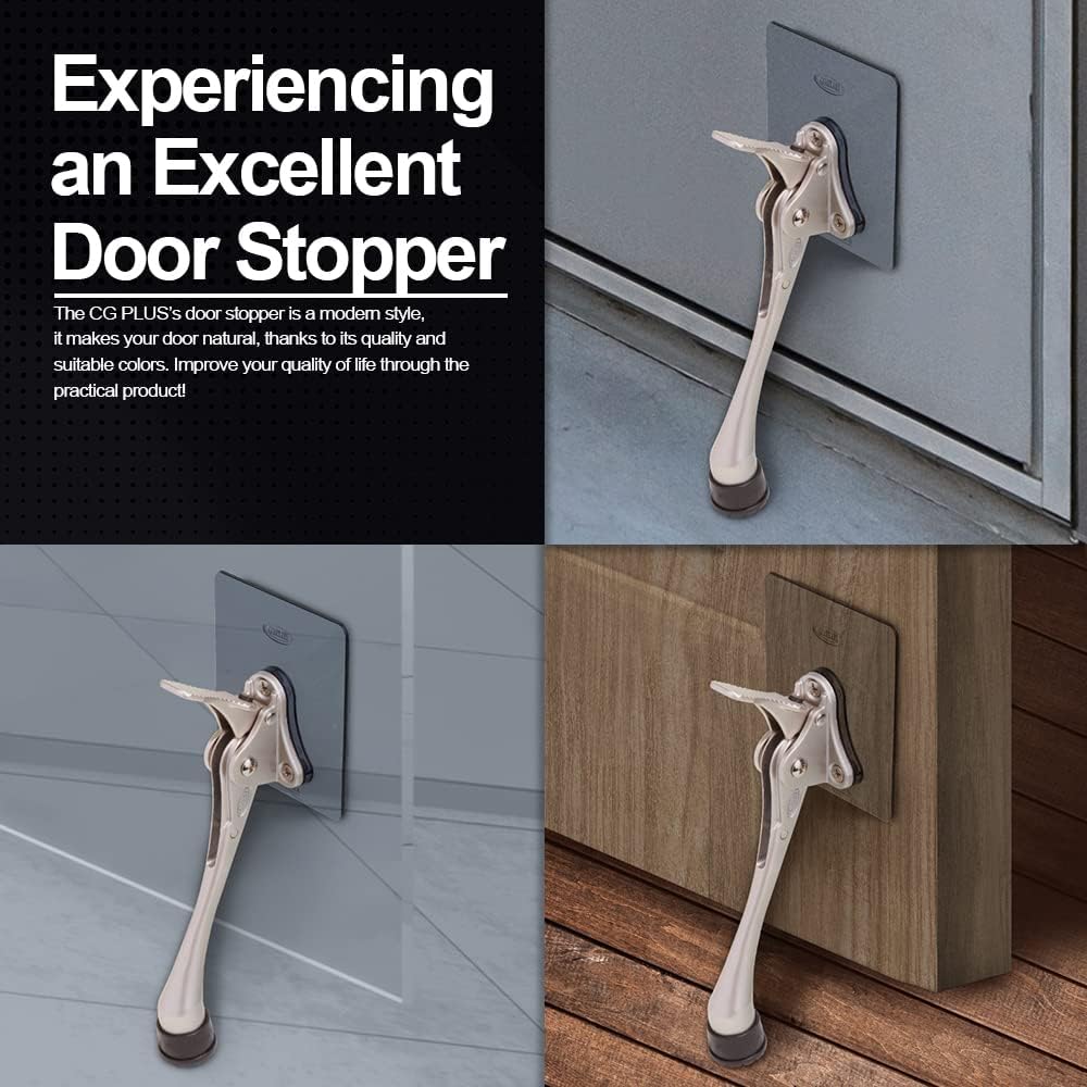 One-Touch Doorstop Adhesive Bracket (Black, 6inch x 2pack)