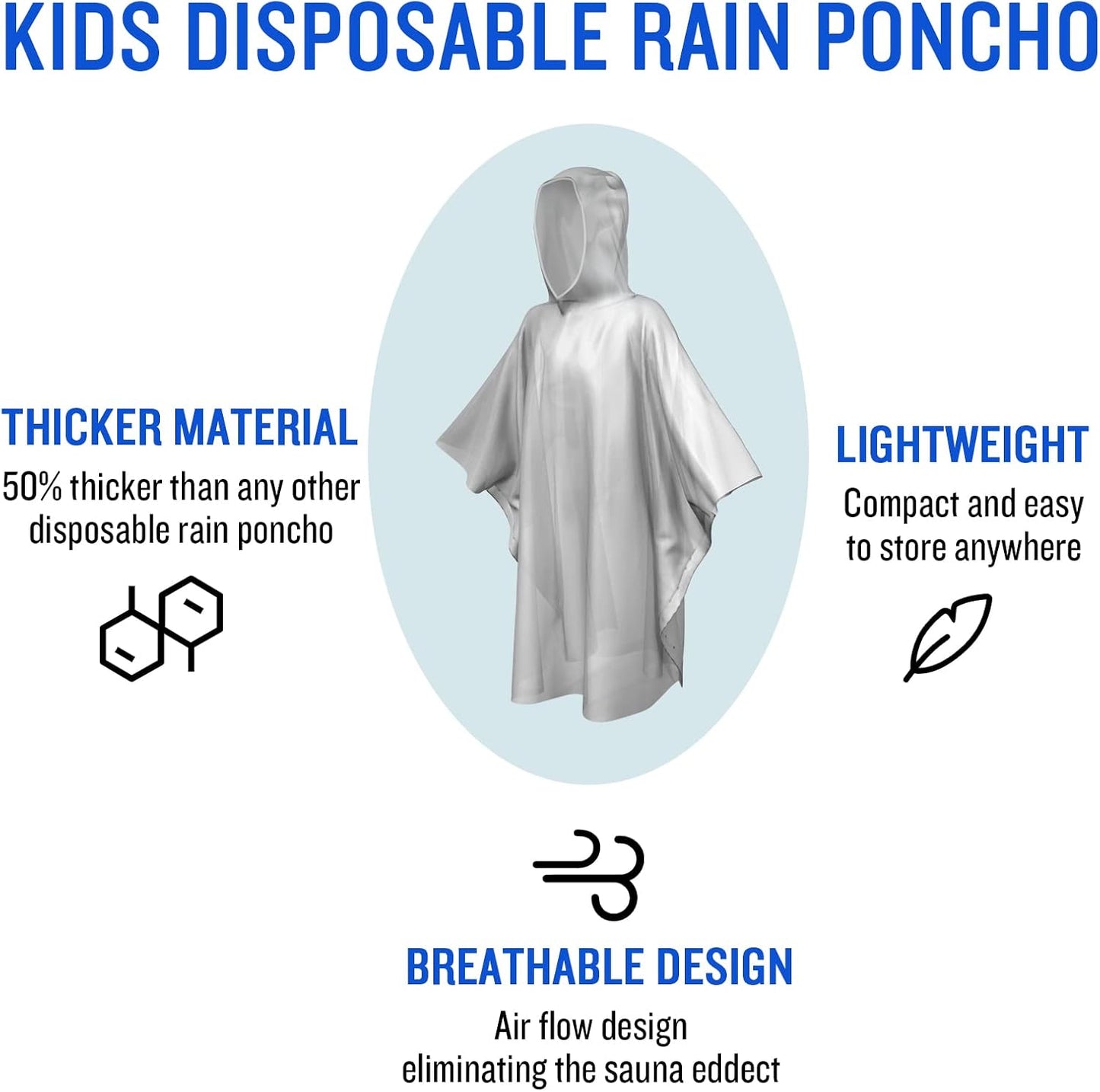 SaphiRose Disposable Rain Ponchos Emergency Clear Poncho
