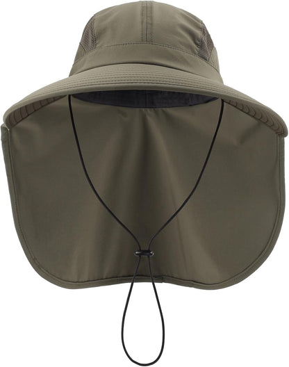 Home Prefer UPF 50+ Sun Hats for Men Women Wide Brim Fishing Hat with Neck Flap UV Protection Sunblock Safari Bucket Hat