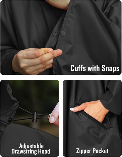 SaphiRose Unisex Rain Poncho Hooded Waterproof Raincoat for Adults Women