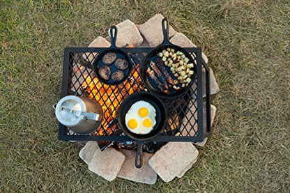 Amazon Basics Heavy-Duty Portable Camping Grill Grate for Outdoor Open Flame Cooking, Foldable, Sturdy, 15.9" x 12.2", Black