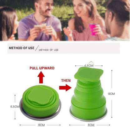 Collapsible Silicone Foldable Cup - Expandable Folding Drinking Cup - Reusable Portable Mugs For Travel, Camping, Hiking, Survival, Car, Picnic, Beach, Holiday Vacation, Outdoor Sports