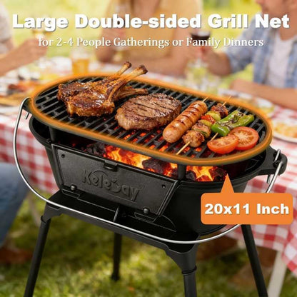 Portable Charcoal Grill Stove,Cast Iron Tabletop BBQ Grill 2 Heights cast iron hibachi,for 2-4 People,for Outdoor, Camping,Picnic,Backyard,Patio
