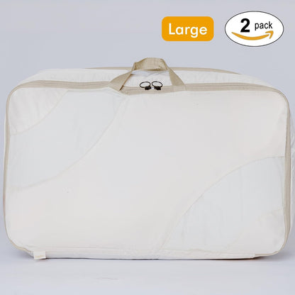 2-pack XXL Comforter Storage Bag - Space Saving Compression Bag for Pillows, Blankets, Bedding -Collapsible Extra Large Mesh Packing Cube - Queen King (2-pack Large Size 28x20x11")