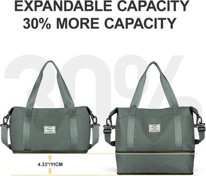 Travel Duffel Bag, Sports Tote Gym Bag, Shoulder Weekender Overnight Bag for Women