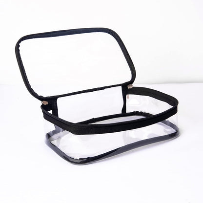Portable Zippered Transparent Vinyl Travel Cosmetic Bag Clear PVC Makeup Kits Organizer Utility Pouch See Through Plastic TSA Approved Toiletry Carry Pouch