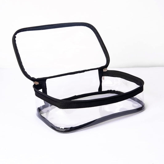 Portable Zippered Transparent Vinyl Travel Cosmetic Bag Clear PVC Makeup Kits Organizer Utility Pouch See Through Plastic TSA Approved Toiletry Carry Pouch