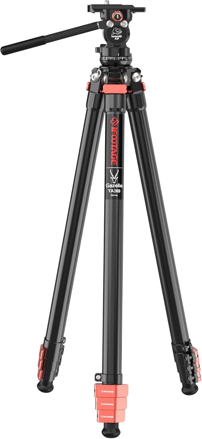 IFOOTAGE Gazelle TA3B+Komodo K3 Aluminum Camera Tripod with Fluid Head,Portable Travel Tripod,for Professional Photography, Content Creation, Vlogging and Video Production