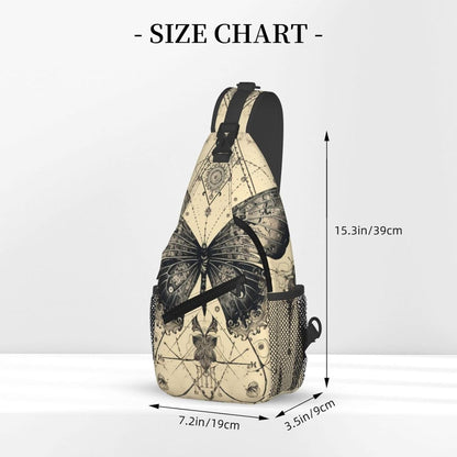 SUPLUCHOM Sling Bag Butterfly Goth Vintage Tarot Hiking Daypack Crossbody Shoulder Backpack Travel Chest Pack for Men Women