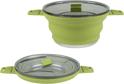 Restaurantware-Hi Tek 2.5 Liter Collapsible Camping Pot, 1 Portable Cook Pot - With Lid, Stainless Steel Bottom, Silicone Camping Cookware, For Travel Or Outdoor Hiking- Restaurantware