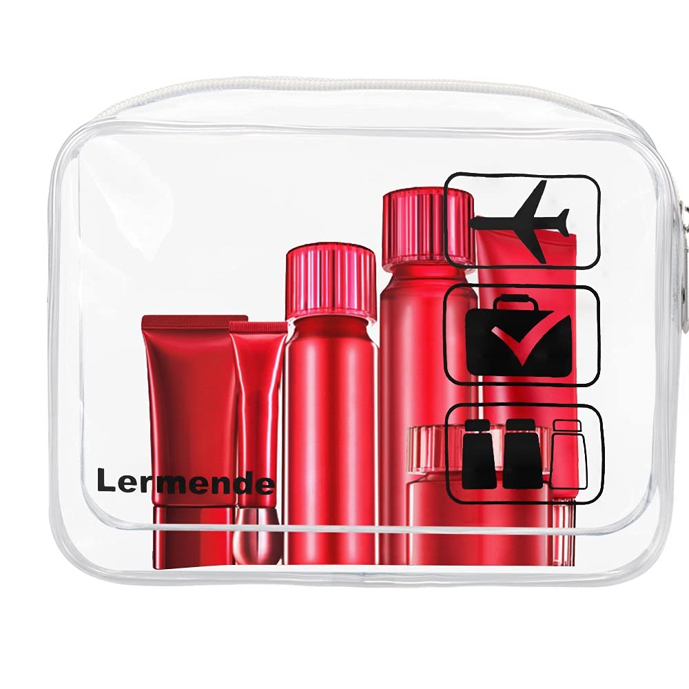 Lermende 2pcs Clear Toiletry Bag TSA Approved Travel Bag,Carry On for Travel,Airport Airline Accessories Compliant Bag,Quart Sized Makeup Cosmetic bag Women Men (Black Clear, 2 Pack)