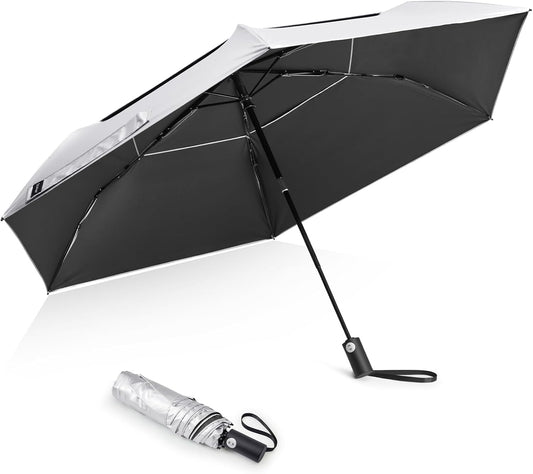 G4Free 43 Inch Travel Umbrella Ultralight UPF 50+ UV Protection Compact Sun Umbrella, Double Canopy Super Slim Small Portable Automatic Anti-bounce Close
